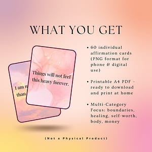 Affirmation Cards – Printable & Digital (60 Healing & Self-Worth Cards)